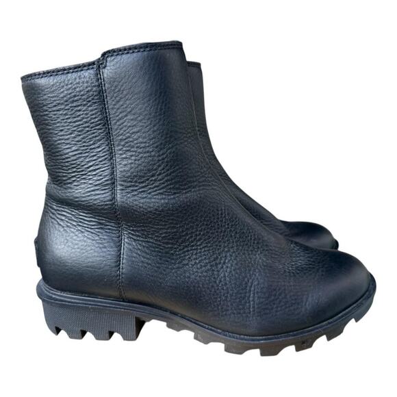 Sorel Phoenix Waterproof Black Leather Bootie Women size 8 - Picture 1 of 8